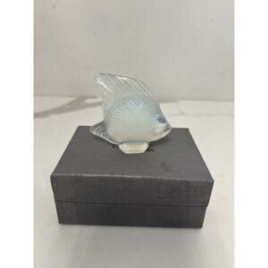 Lalique White Fish Crystal Glass Figurine 2x2" Box/Pouch Vtg France Collectible